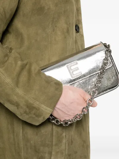 Ermanno Firenze Chain Initial Shoulder Bag In Silver