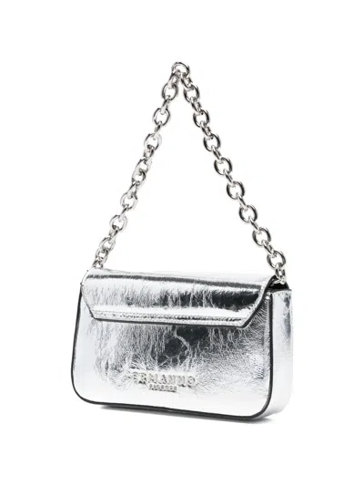 Ermanno Firenze Chain Initial Shoulder Bag In Silver