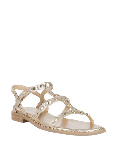Ash Plus Stud-embellished Metallic Sandals In White