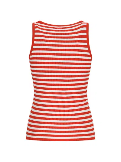 Max Mara Coral Striped Rib Tank Top In Red
