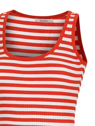 Max Mara Coral Striped Rib Tank Top In Red