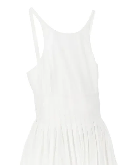 Emporio Armani Long Dress In Poplin With Smocked Motif In White