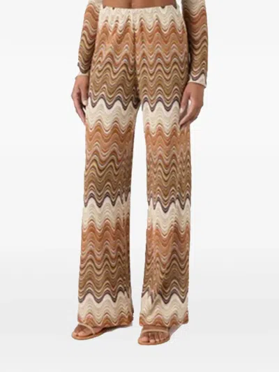 Mc2 Saint Barth Wave-pattern Raschel-knit Trousers In Multi