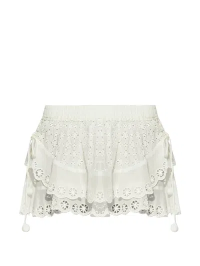 Isabel Marant Womens White Neis Open-cut Embroidered Cotton Mini Shorts In Neutral