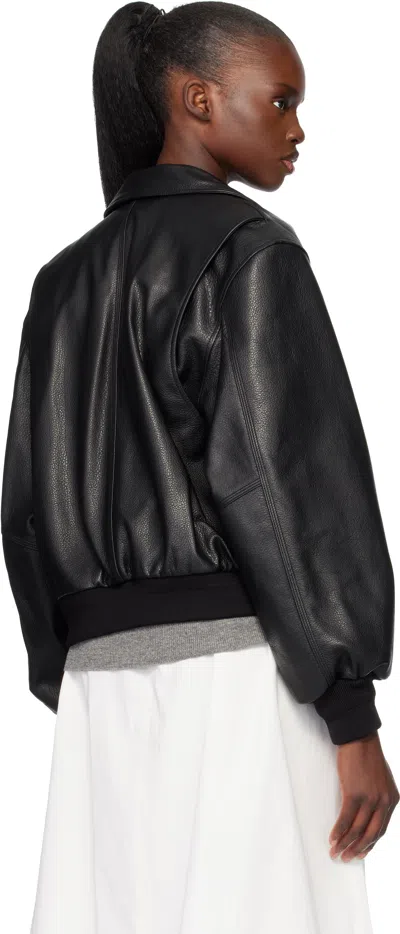 Nothing Written Black Classic Leather Flight Jacket In Black
