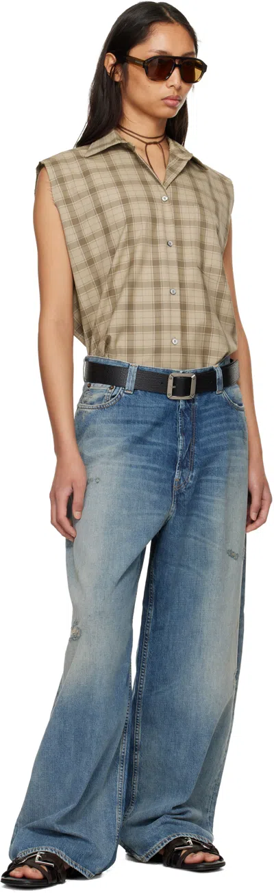 Acne Studios Black Grainy Reversible Belt In Black