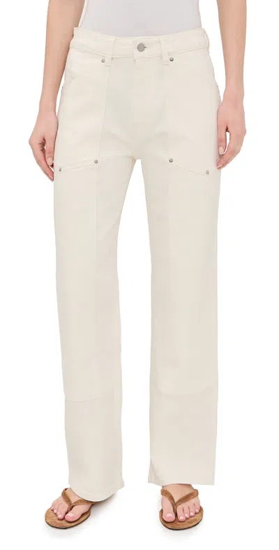Warp & Weft Women's Ecru Sat 90s Utility Straight Leg Jeans In White