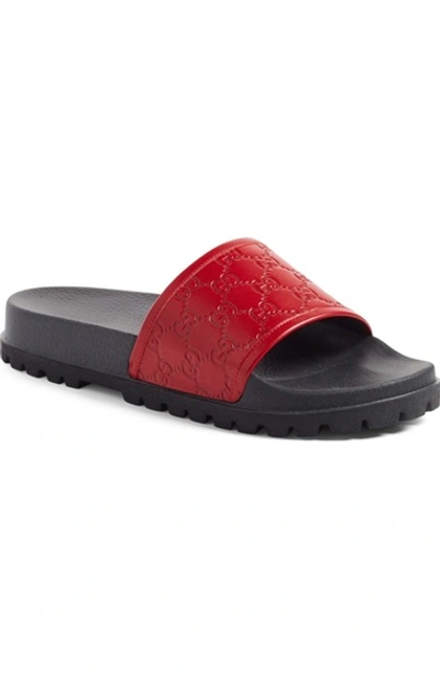 Shop Gucci 'pursuit Treck' Slide Sandal In Rosso