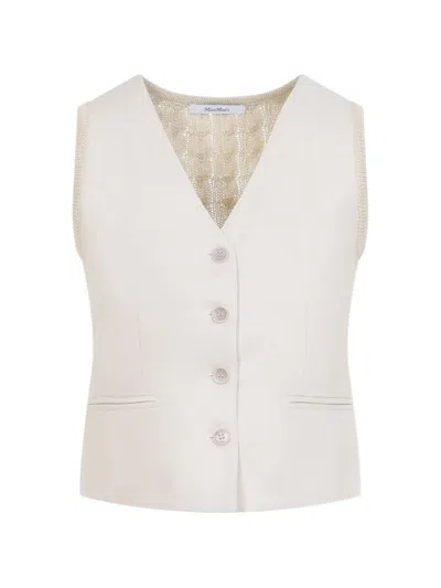 Max Mara Beige Linen And Cable Knit Mxmcalibri Vest In Neutral