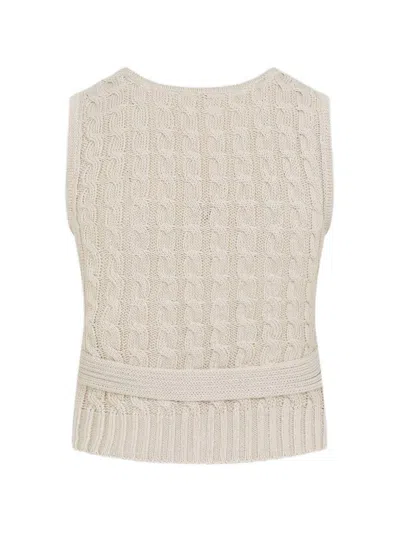 Max Mara Beige Linen And Cable Knit Mxmcalibri Vest In Neutral