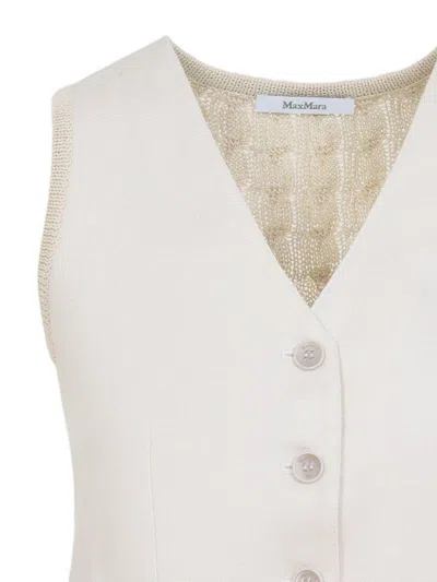 Max Mara Beige Linen And Cable Knit Mxmcalibri Vest In Neutral