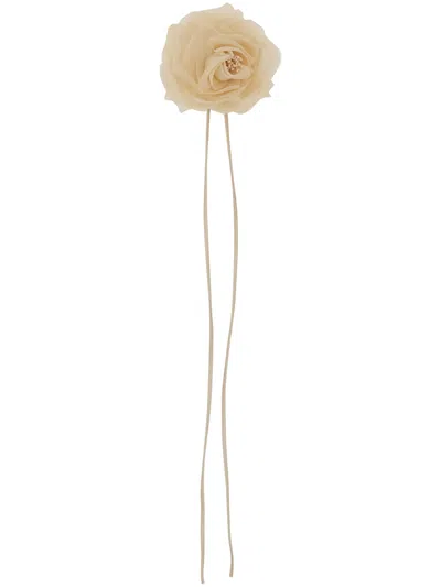 Max Mara Silk Chiffon Flower Brooch In Gold