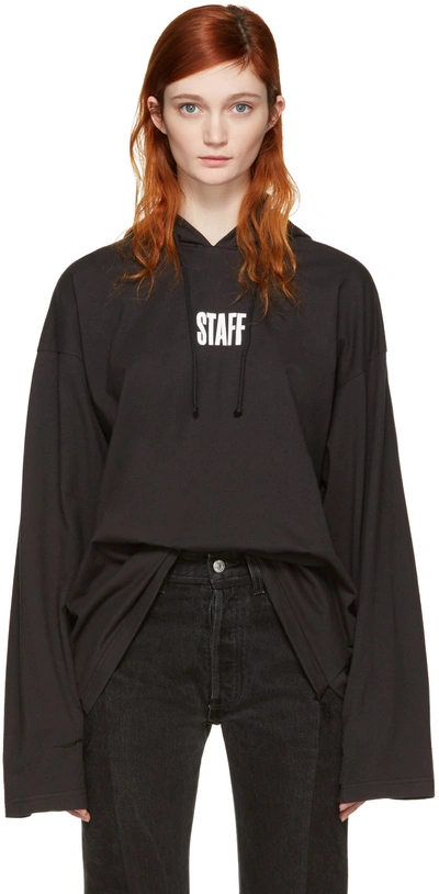 Vetements X Hanes Staff Hooded Cotton Sweatshirt In Black