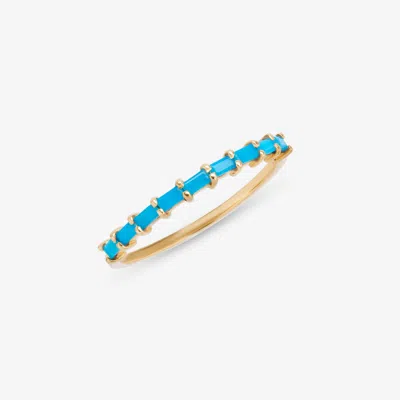 Lana Turquoise Baguette Stackable Ring 14k In Gold