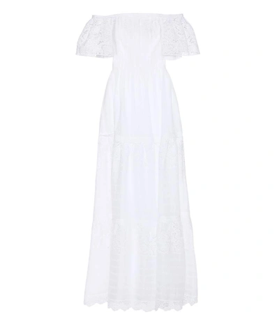 Valentino Off-the-shoulder Broderie Anglaise Cotton-blend Maxi Dress In Liaeco
