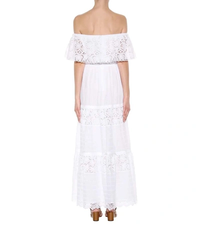 Shop Valentino Lace-trimmed Cotton Dress In Liaeco
