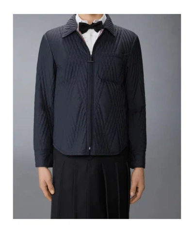 Thom Browne Quilted Diamond-pattern Jacket In Black