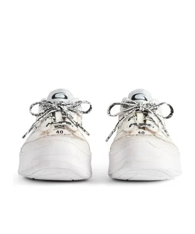 Balenciaga Women Hamptons Worn-out Leather Low-top Sneakers In White