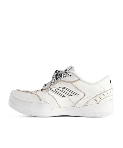 Balenciaga Women Hamptons Worn-out Leather Low-top Sneakers In White