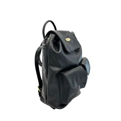 Baldinini Trend Black Cowhide Backpack In Black