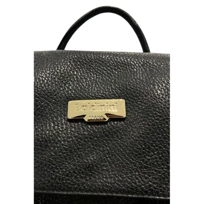 Baldinini Trend Black Cowhide Backpack In Black