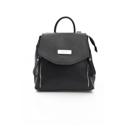 Baldinini Trend Black Cowhide Backpack In Black