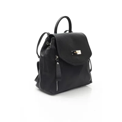 Baldinini Trend Black Cowhide Backpack In Black