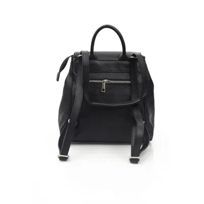 Baldinini Trend Black Cowhide Backpack In Black