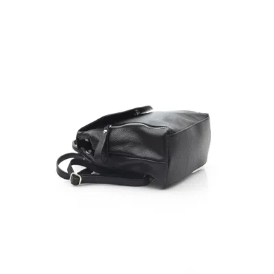 Baldinini Trend Black Cowhide Backpack In Black