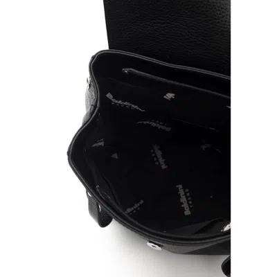 Baldinini Trend Black Cowhide Backpack In Black