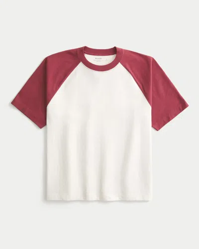 Hollister Boxy Heavyweight Cotton Raglan Crew T-shirt In Multi