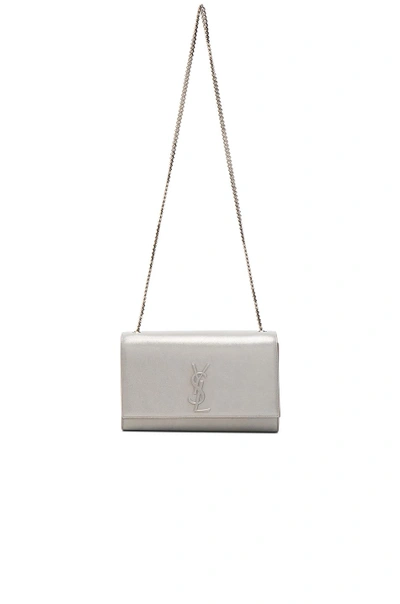 Shop Saint Laurent Medium Monogramme Kate Chain Bag In Silver