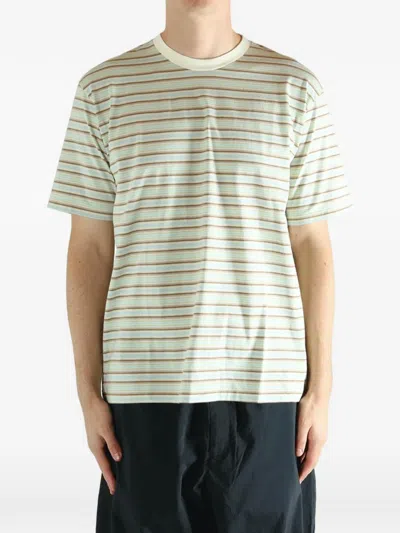 Auralee Gradient Stripes T-shirt In Green
