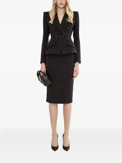 Nissa Double-breasted Boucle Blazer In Black