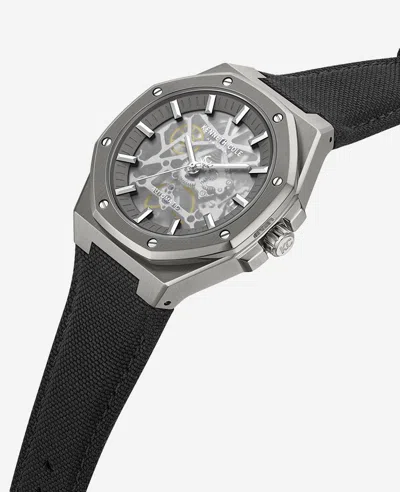 Kenneth Cole Skeleton Automatic Nylon Strap Watch In Black