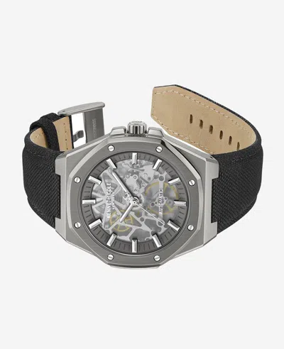 Kenneth Cole Skeleton Automatic Nylon Strap Watch In Black