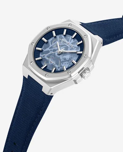 Kenneth Cole Skeleton Automatic Blue Dial Nylon Strap Watch
