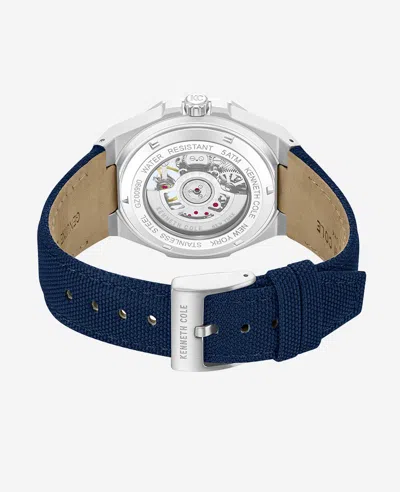 Kenneth Cole Skeleton Automatic Blue Dial Nylon Strap Watch