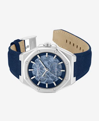Kenneth Cole Skeleton Automatic Blue Dial Nylon Strap Watch