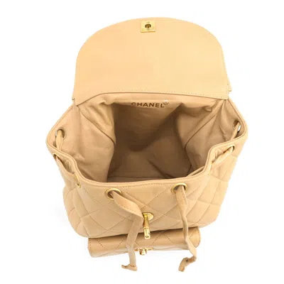 Pre-owned Chanel Beige Leather Backpack () In Sand