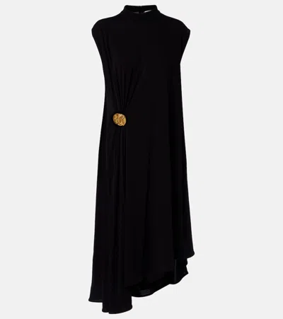 Bottega Veneta Womens Black Sleeveless Brooch Crepe-jersey Midi Dress
