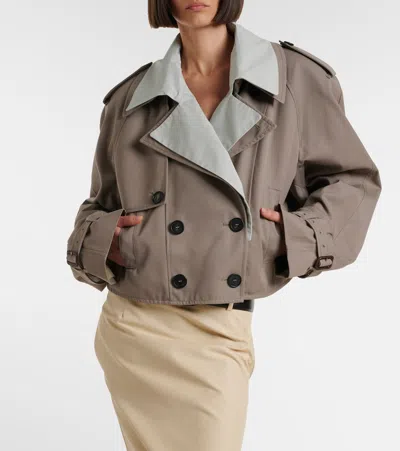 Attico Short Trench Jacket In Brown
