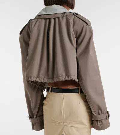 Attico Short Trench Jacket In Brown