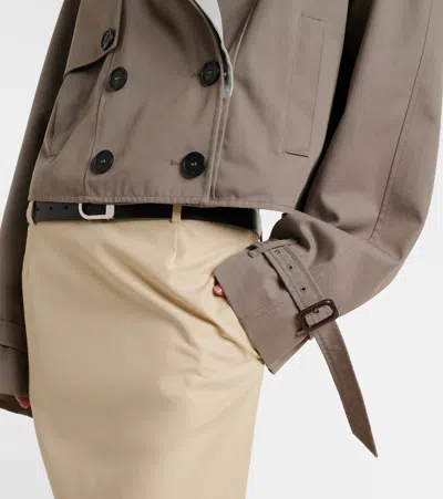 Attico Short Trench Jacket In Brown