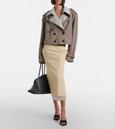 Attico Short Trench Jacket In Brown