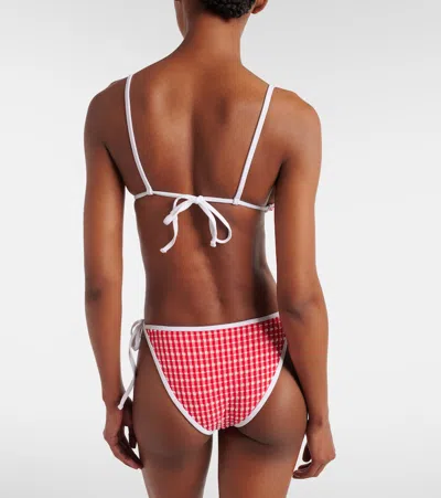 Jade Swim Via Gingham Bikini Top In Red