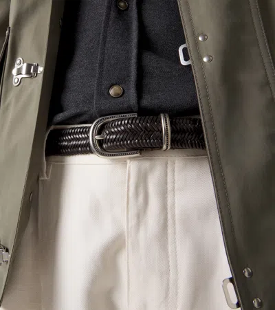 Brunello Cucinelli Woven Leather Belt In Brown