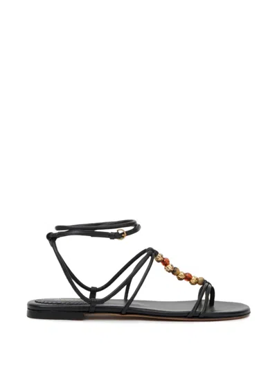 Isabel Marant Yctoria Beaded-strap Leather Sandals In Black