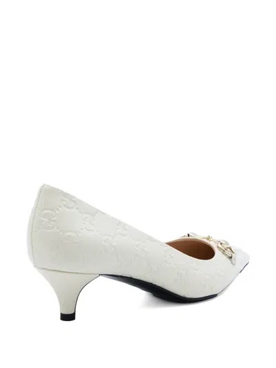 Gucci Horsebit Pattern Pumps In White