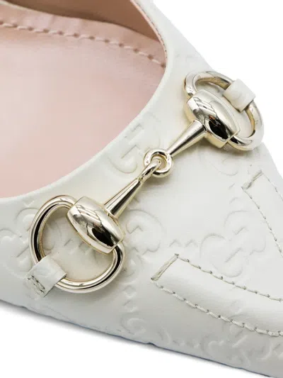 Gucci Horsebit Pattern Pumps In White